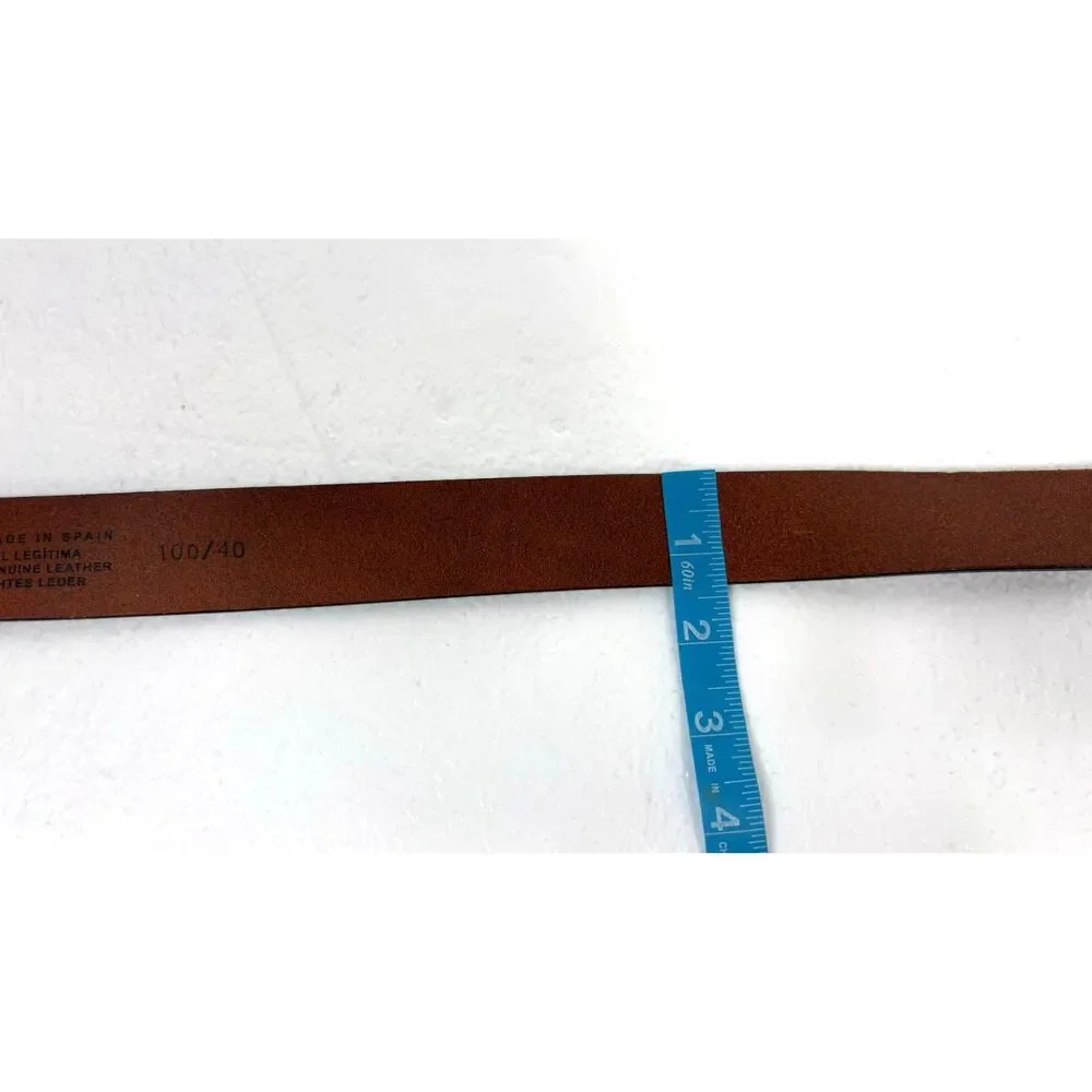 Miguel Bellido Sport Leather Belt Mens 40 Brown White Stitching Made in Spain